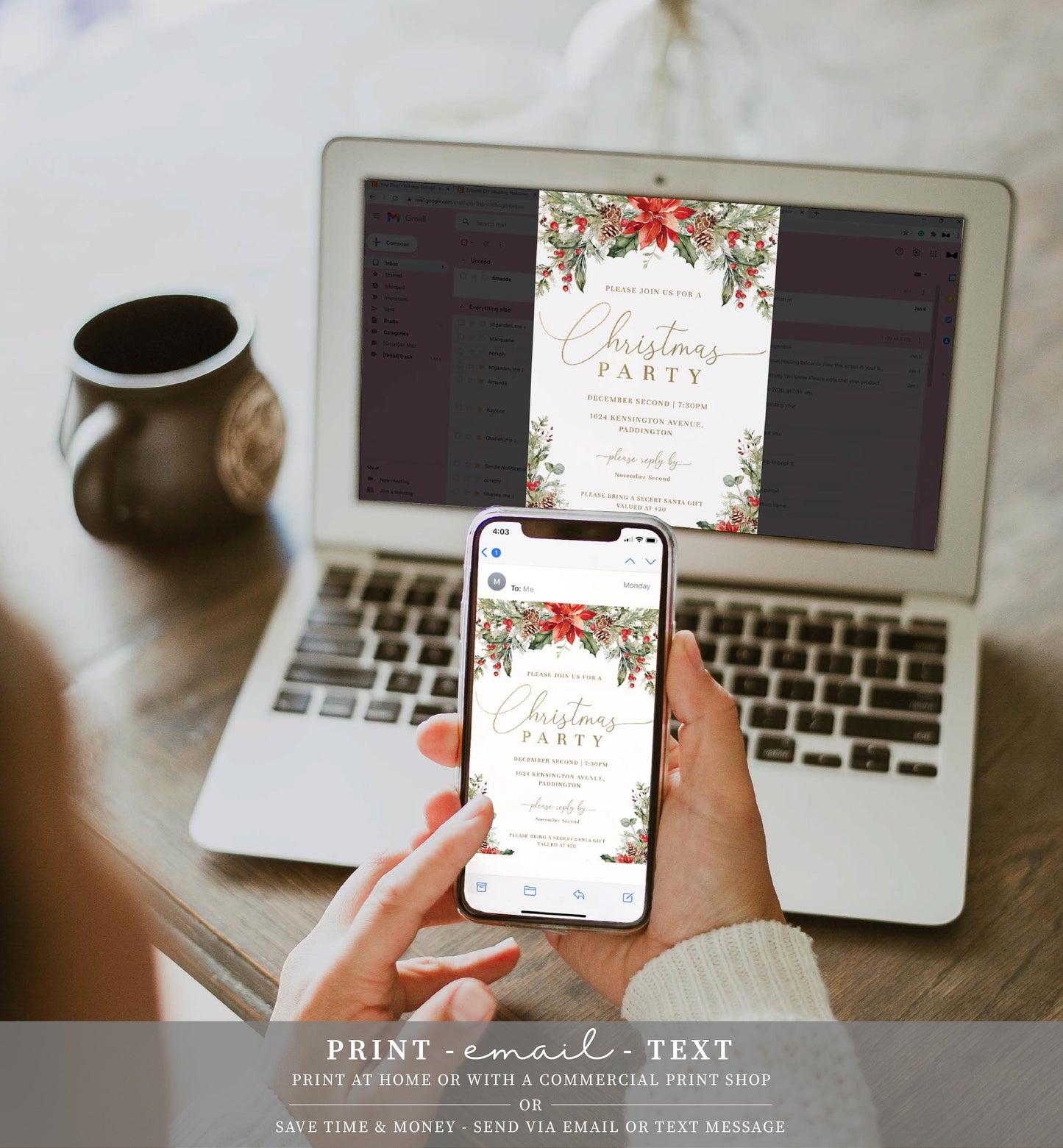 Nutmeg Noel | Printable Christmas Party Invitation