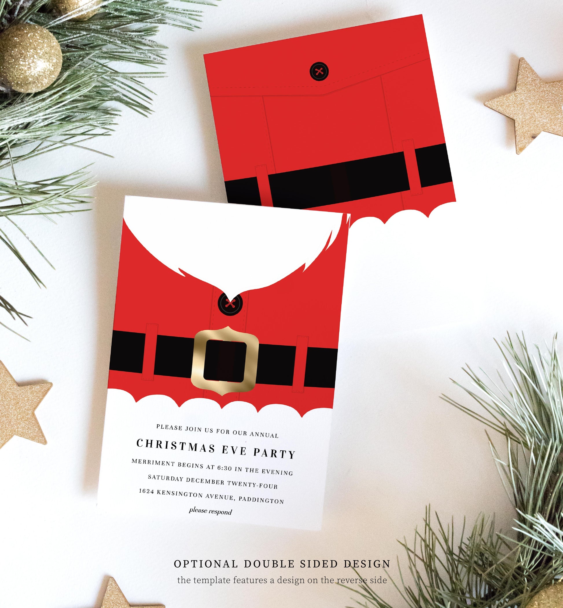 Santa Coat Red | Printable Christmas Party Invitation - Black Bow Studio