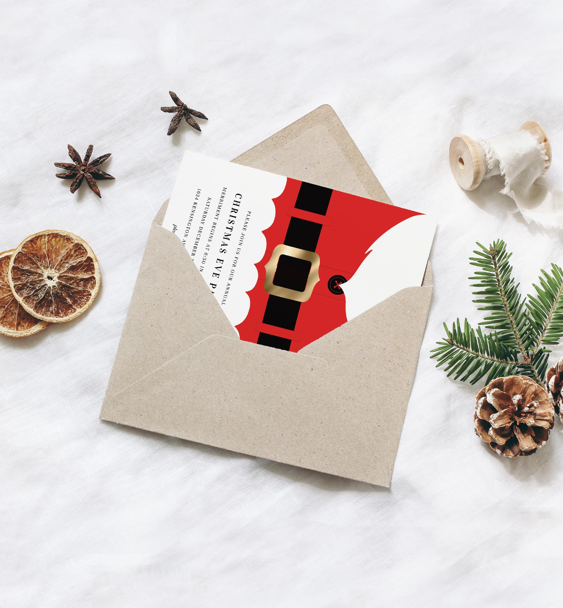 Santa Coat Red | Printable Christmas Party Invitation - Black Bow Studio