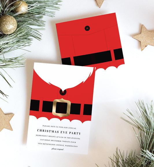 Santa Coat Red | Printable Christmas Party Invitation - Black Bow Studio