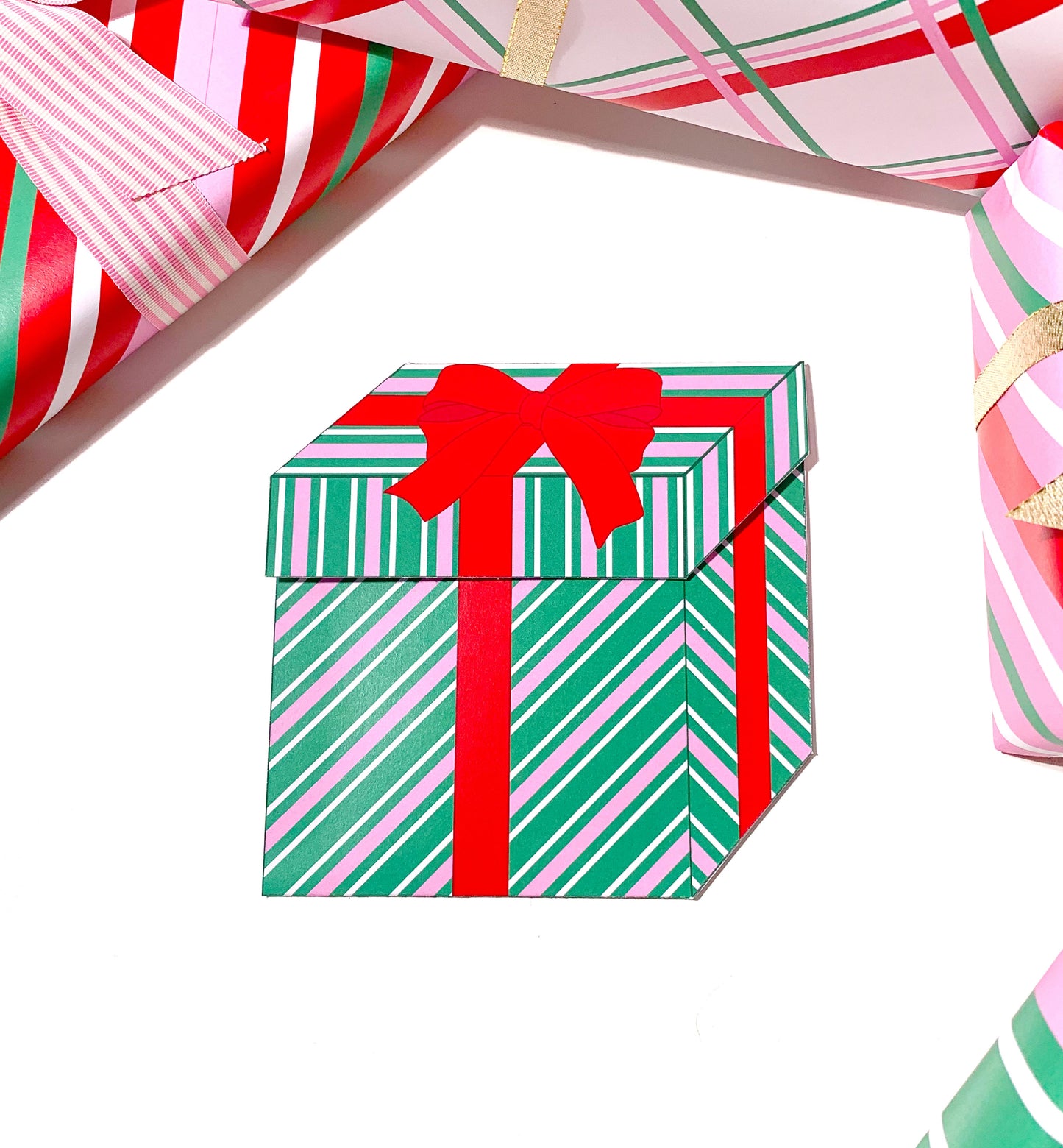 Stripe Green Pink | Printable Christmas Present Money Wallet Template
