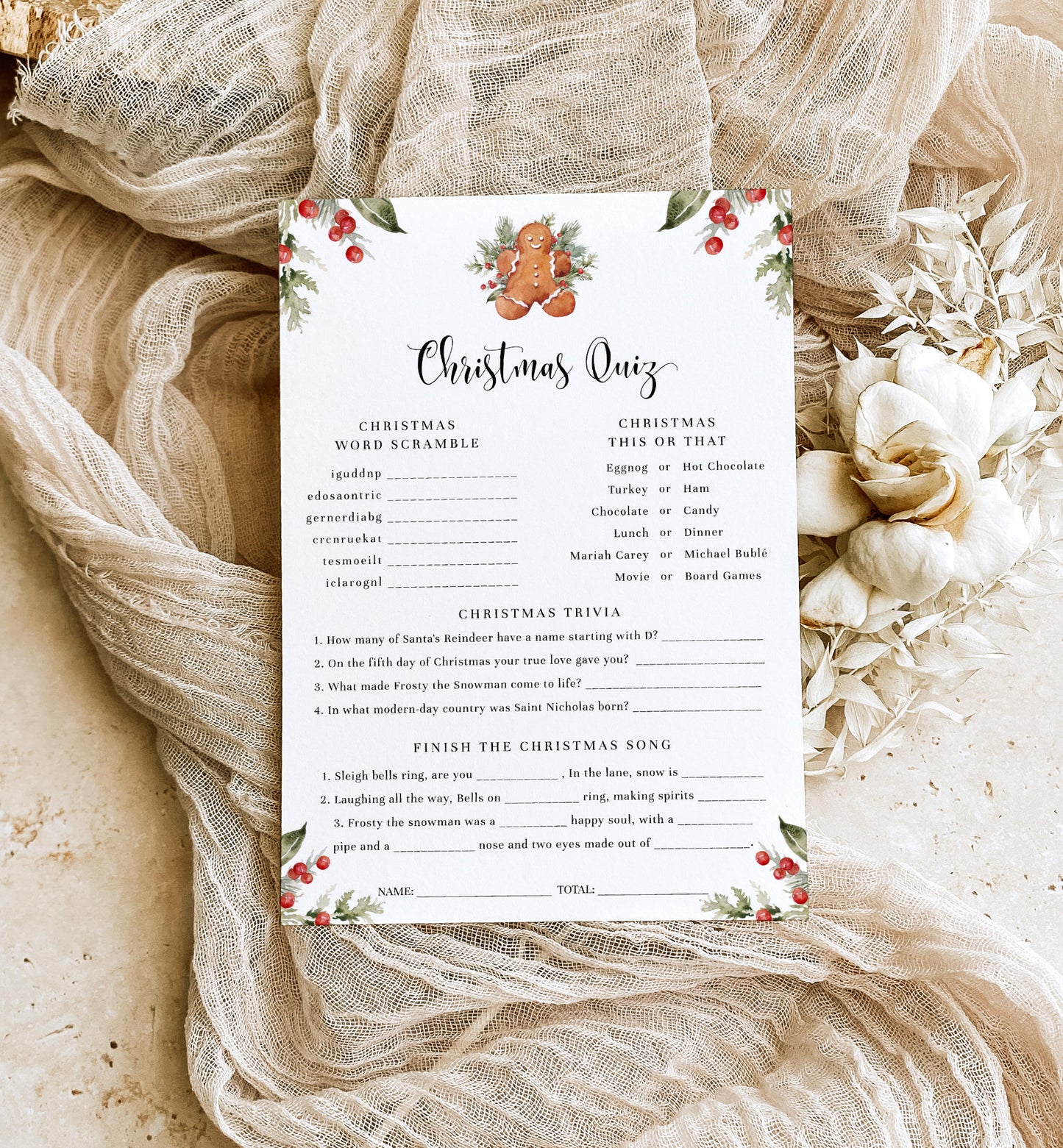 Nutmeg Noel | Printable Christmas Quiz Game Template