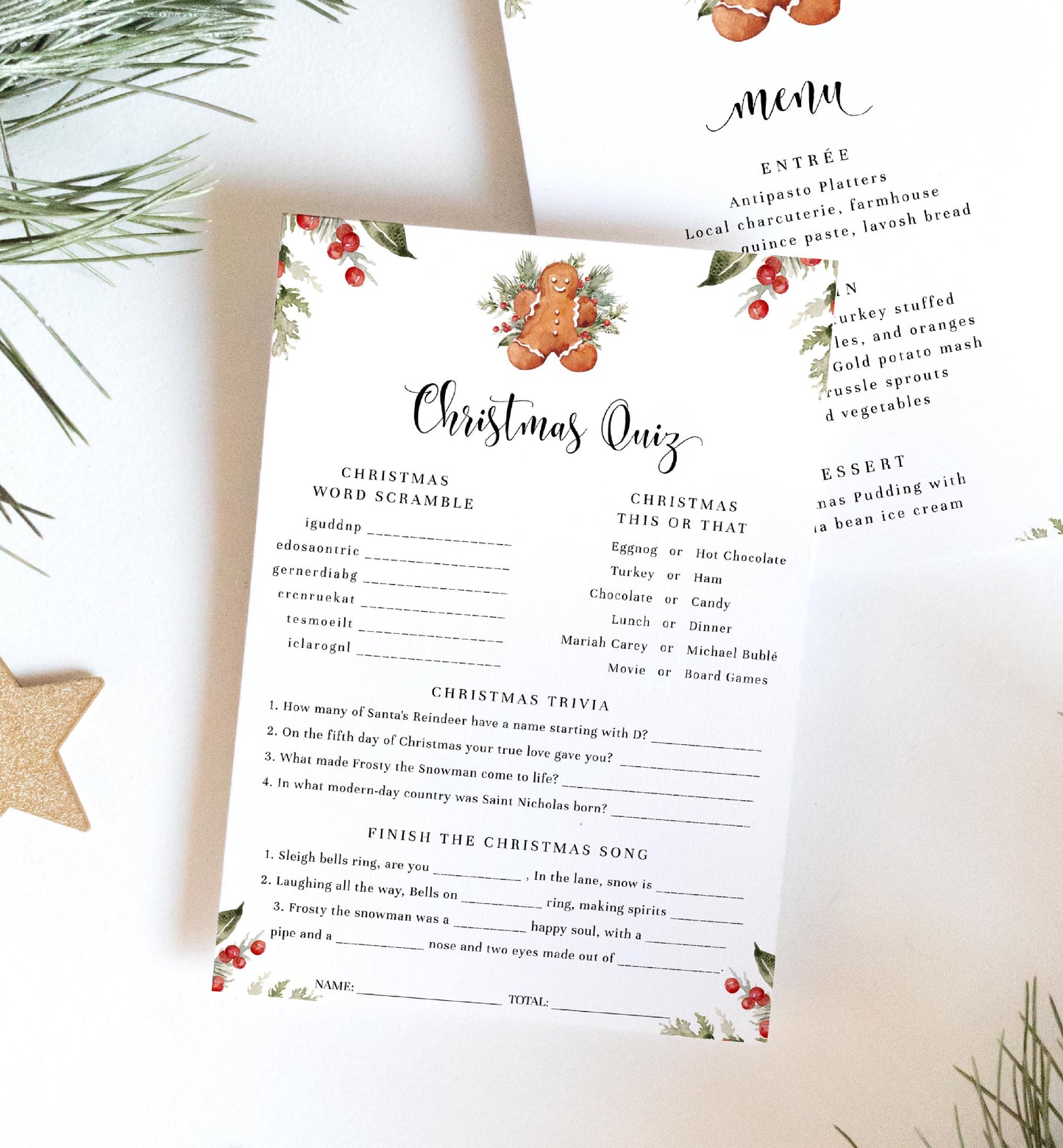 Nutmeg Noel | Printable Christmas Quiz Game Template