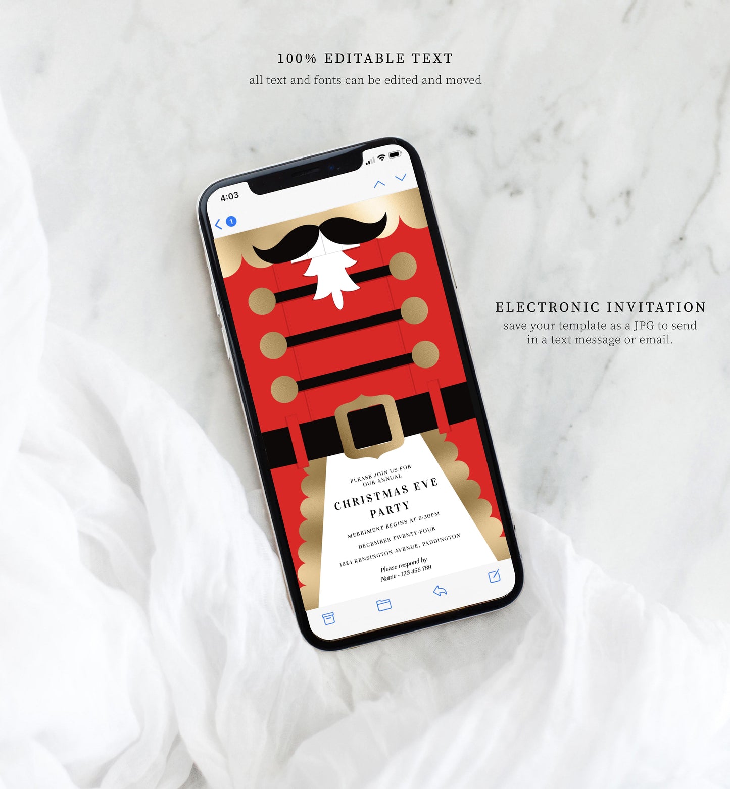 Nutcracker Coat Red | Smartphone Christmas Invitation Template