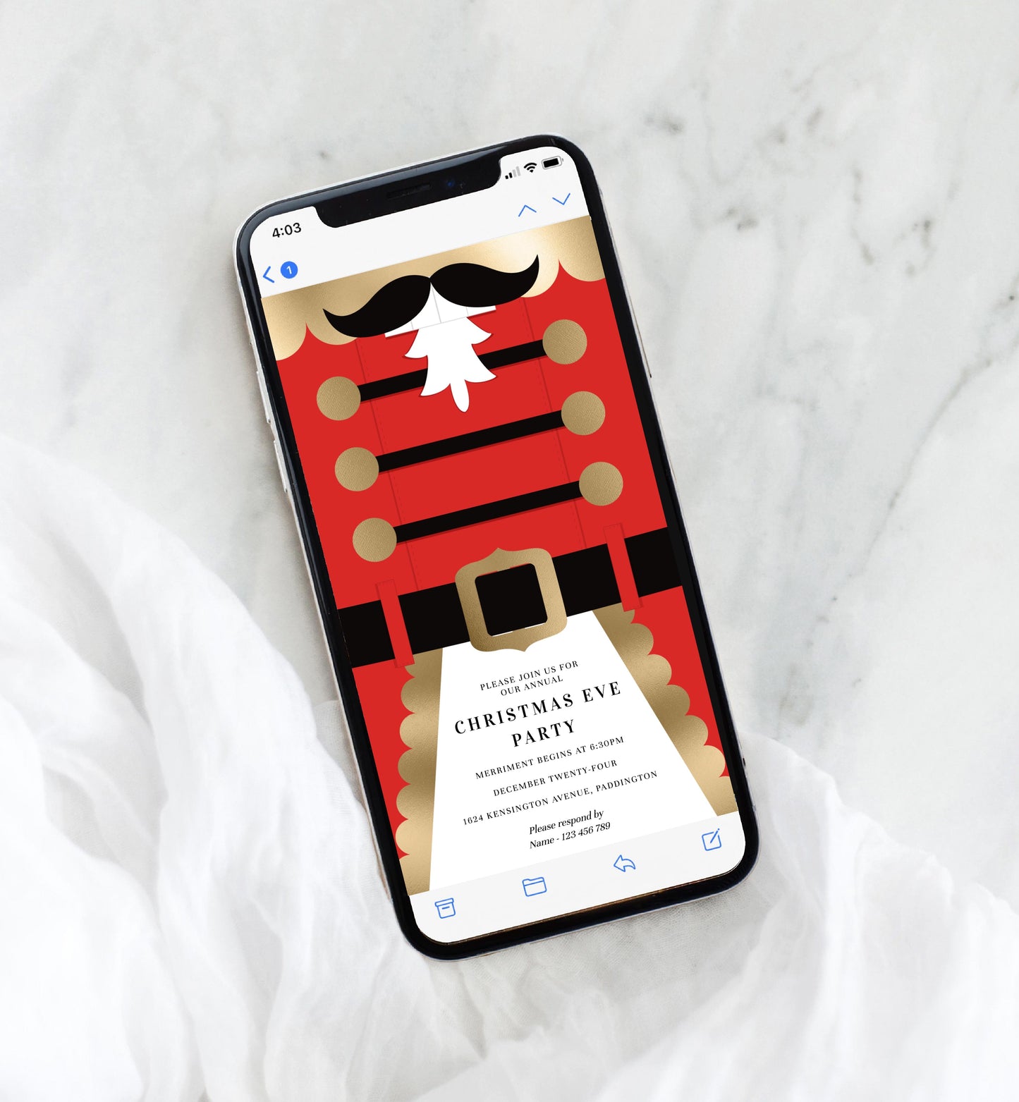 Nutcracker Coat Red | Smartphone Christmas Invitation Template