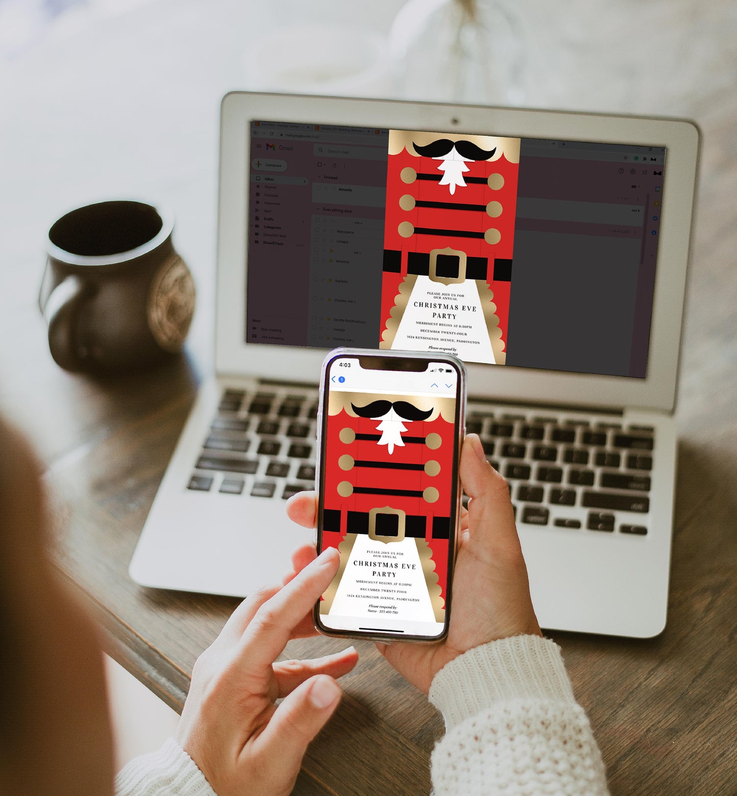 Nutcracker Coat Red | Smartphone Christmas Invitation Template