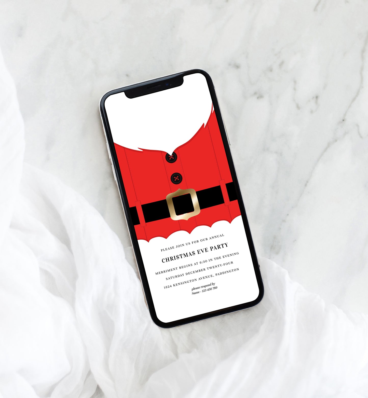 Santa Red | Smartphone Christmas Invitation Template