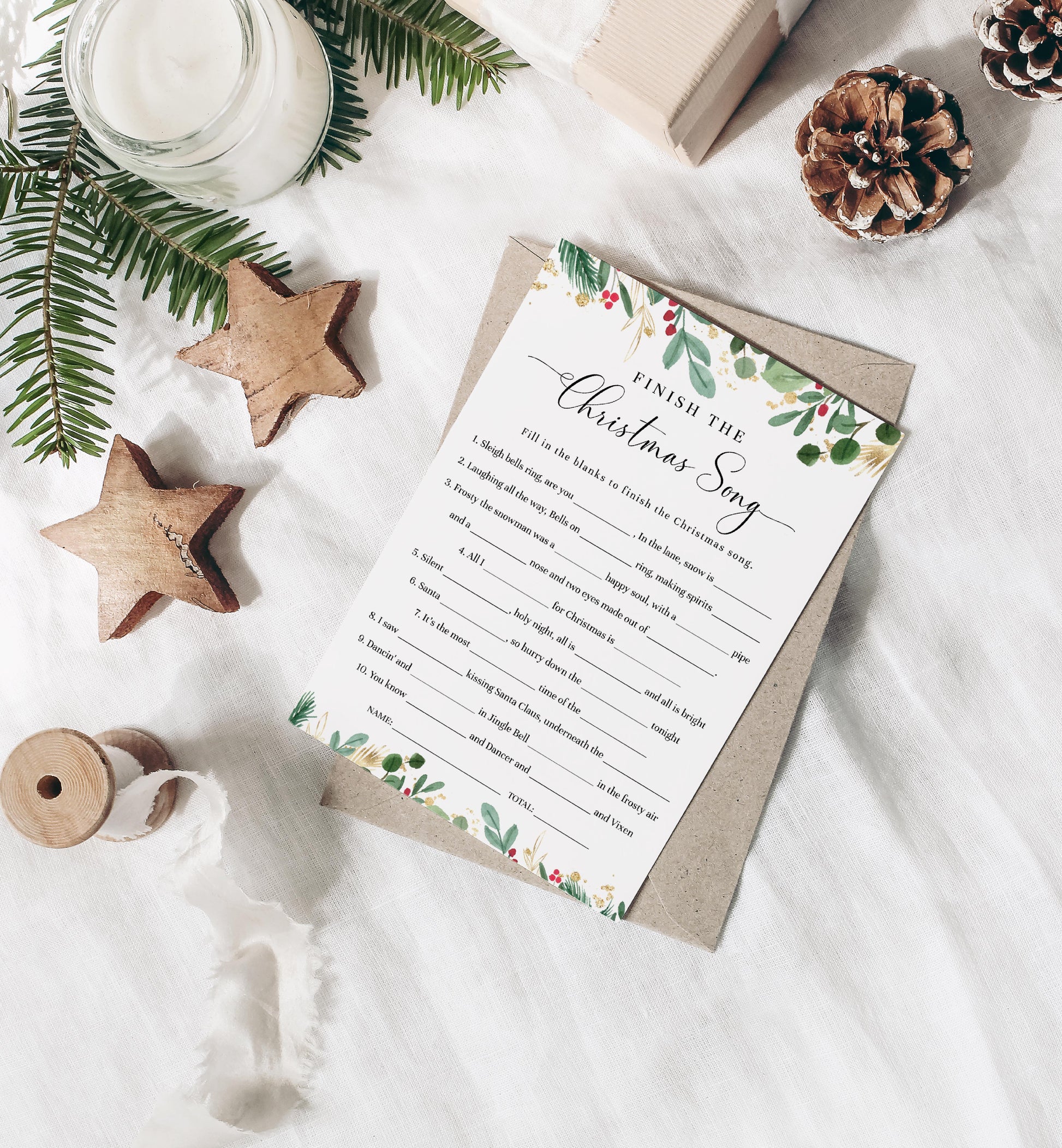Merriment Christmas | Printable Christmas Songs Game - Black Bow Studio
