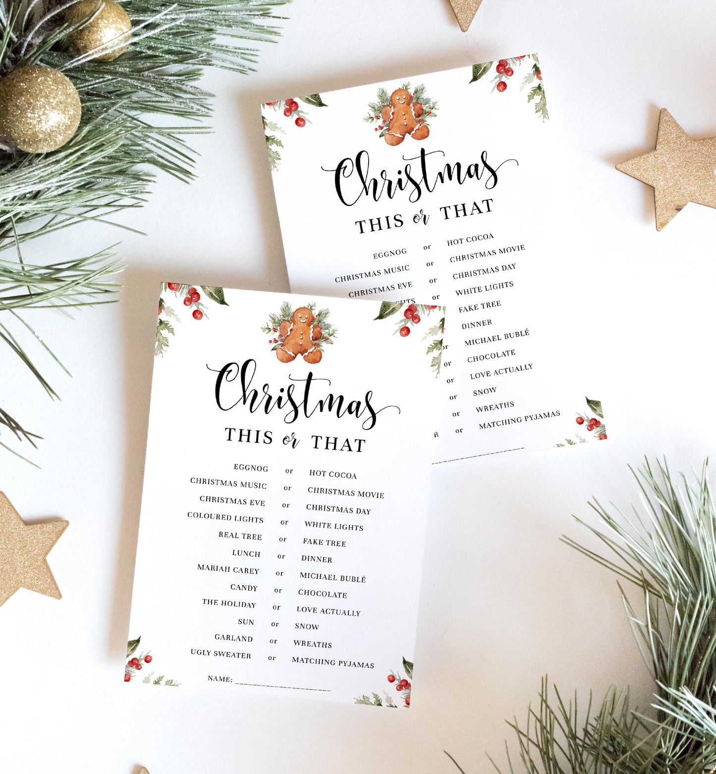 Nutmeg Noel | Printable Christmas This Or That Game Template