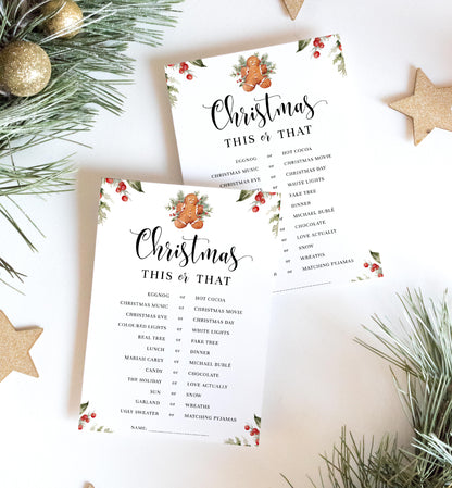 Nutmeg Noel | Printable Christmas This Or That Game Template