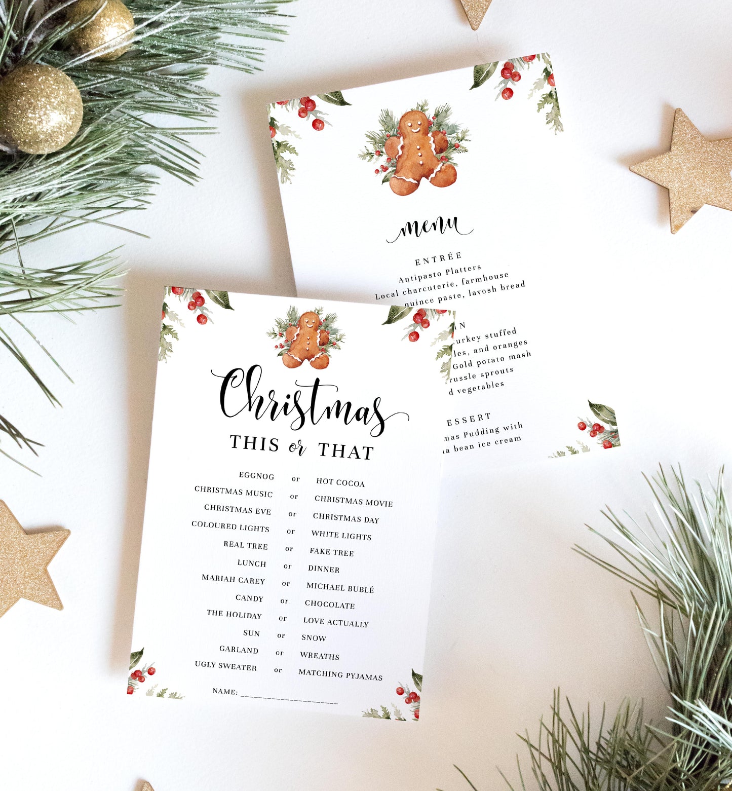 Nutmeg Noel | Printable Christmas This Or That Game Template