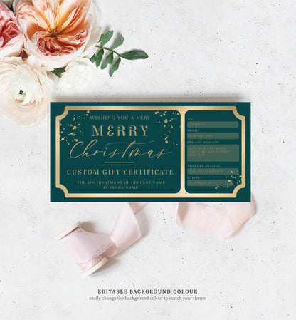 Paintly White Gold | Printable Custom Christmas Gift Voucher Template