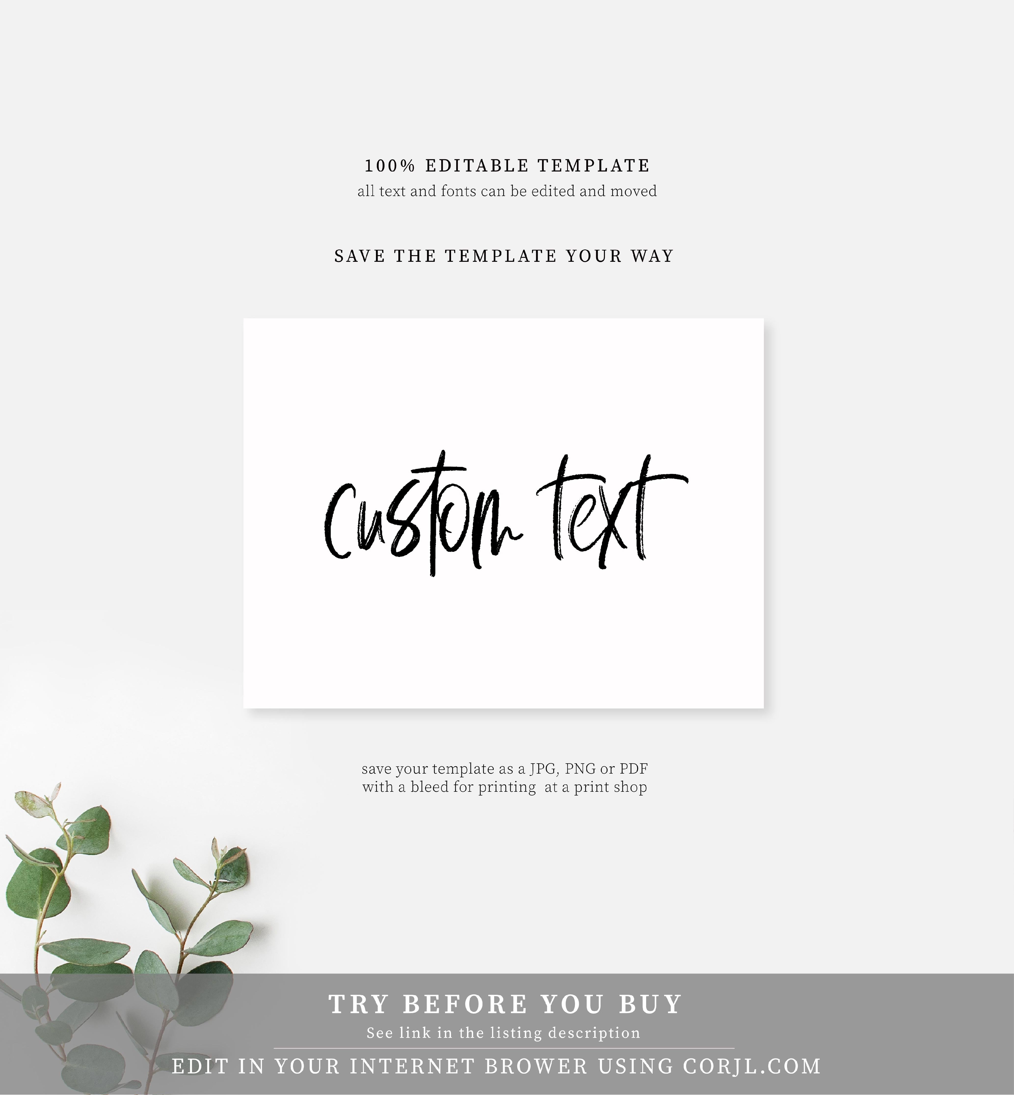 Modern Script | Printable Custom Text Sign – Black Bow Studio