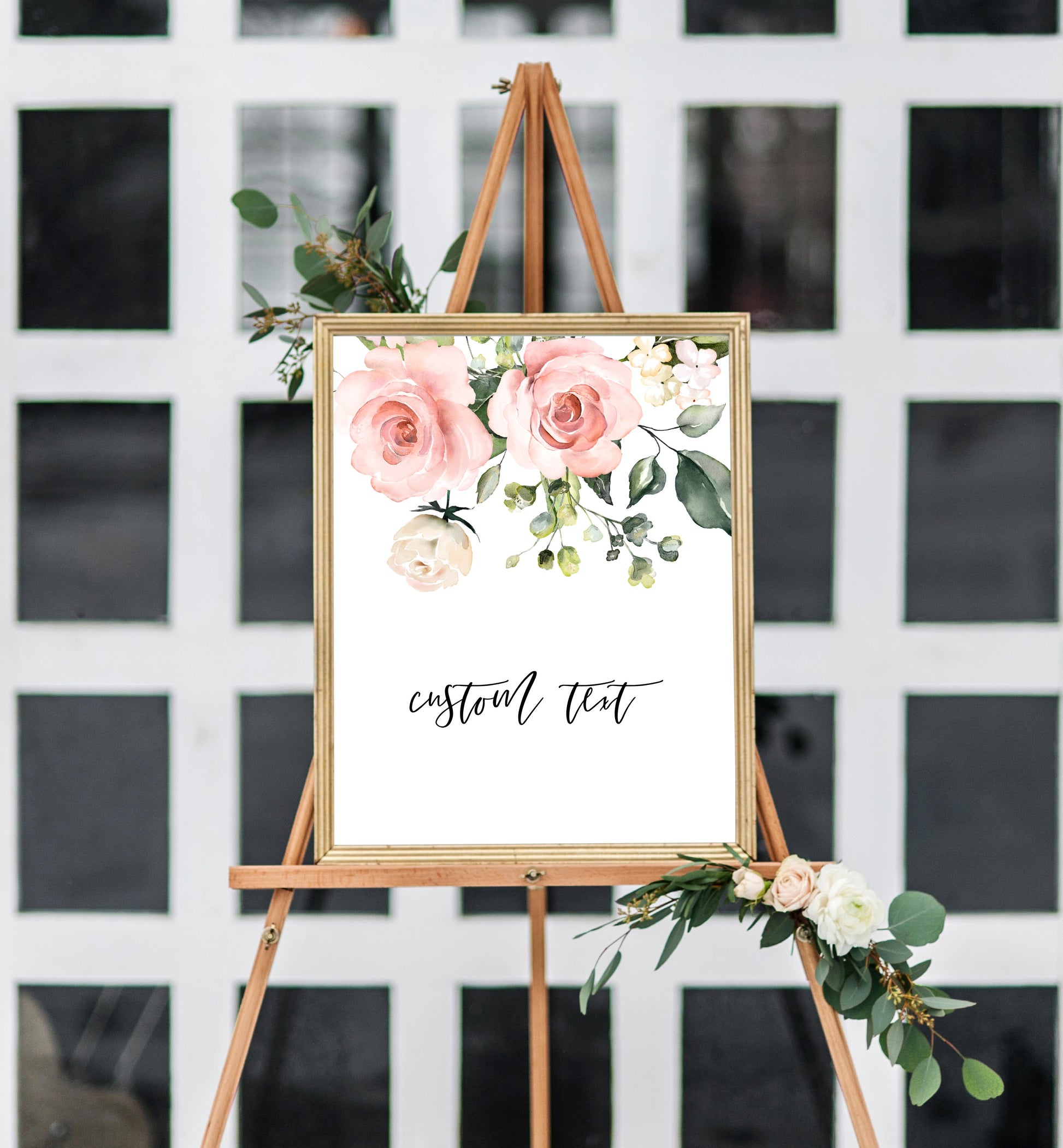 Darcy Floral Pink | Printable Custom Text Sign Template - Black Bow Studio