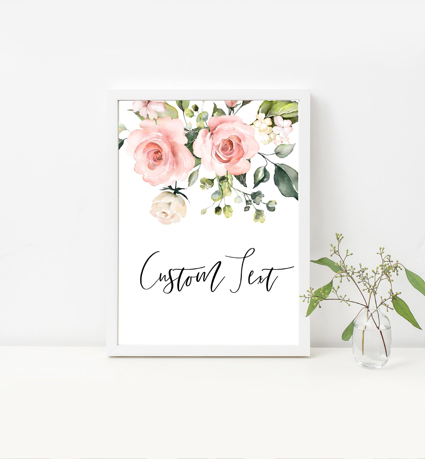 Darcy Floral Pink | Printable Custom Text Sign Template - Black Bow Studio