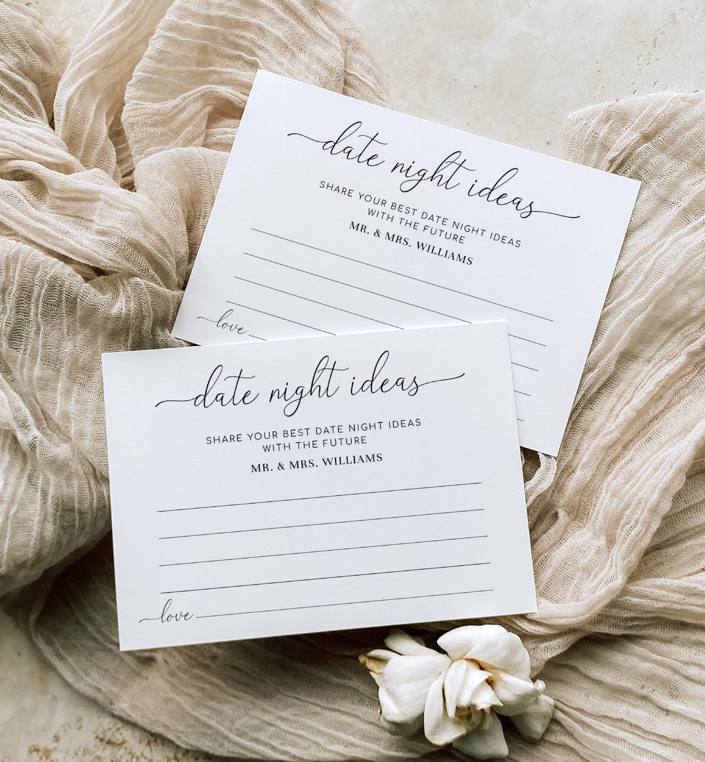 Quinn Script White | Printable Date Night Ideas Sign and Card Template