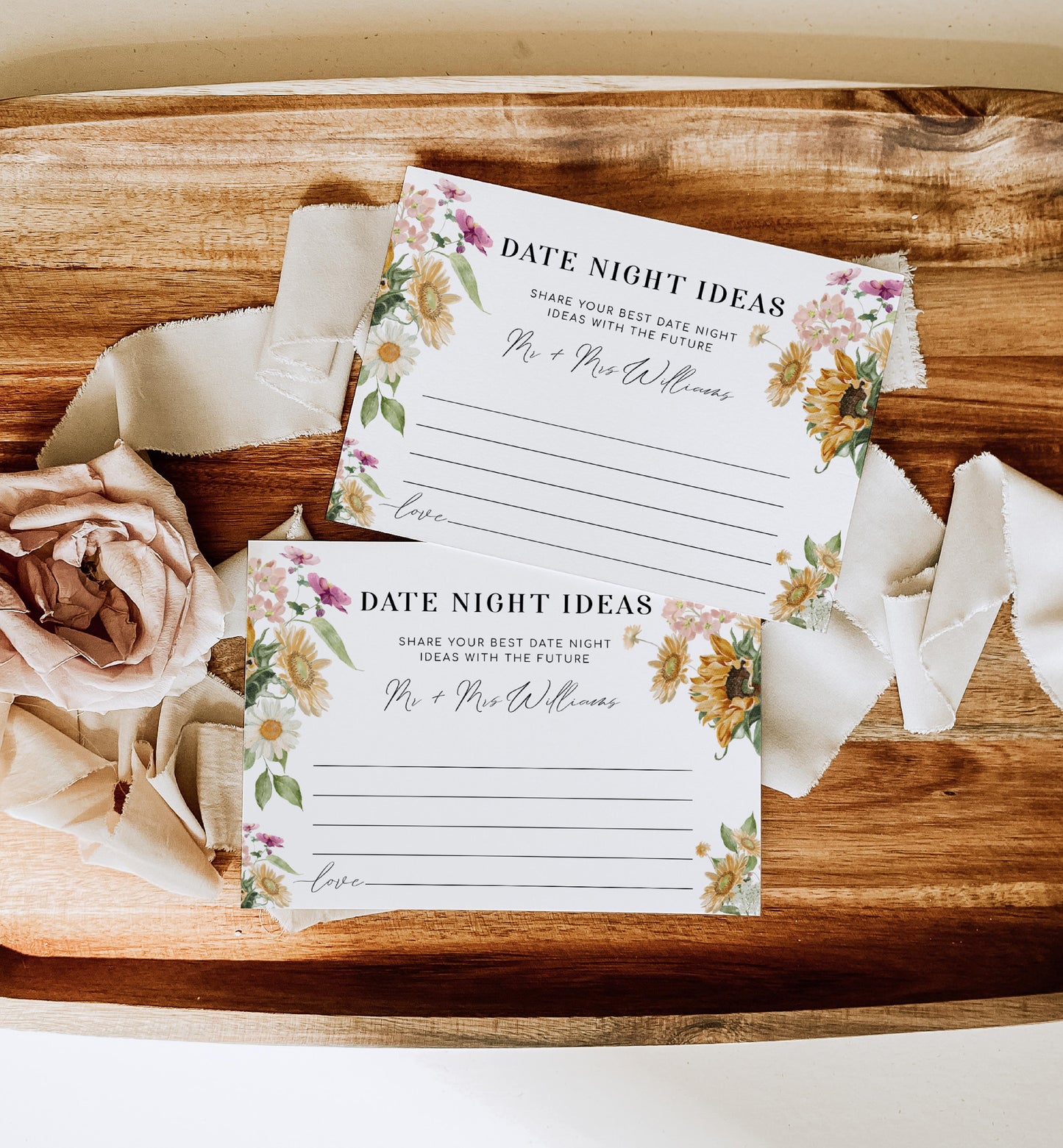 Mews Floral White | Printable Date Night Ideas Sign and Card Template