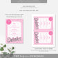 Barbie Party Pink Silver | Printable Drinks Bar Menu Sign Template