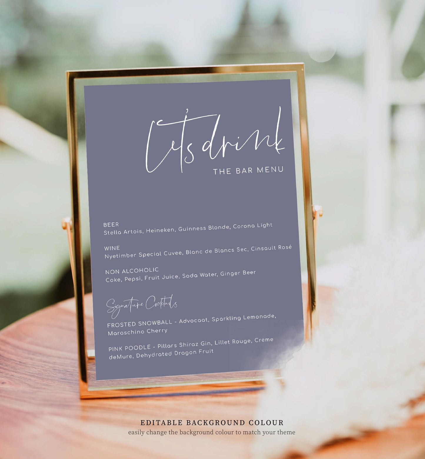 Gigi Script | Printable Drinks Menu