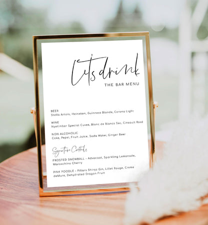 Gigi Script | Printable Drinks Menu