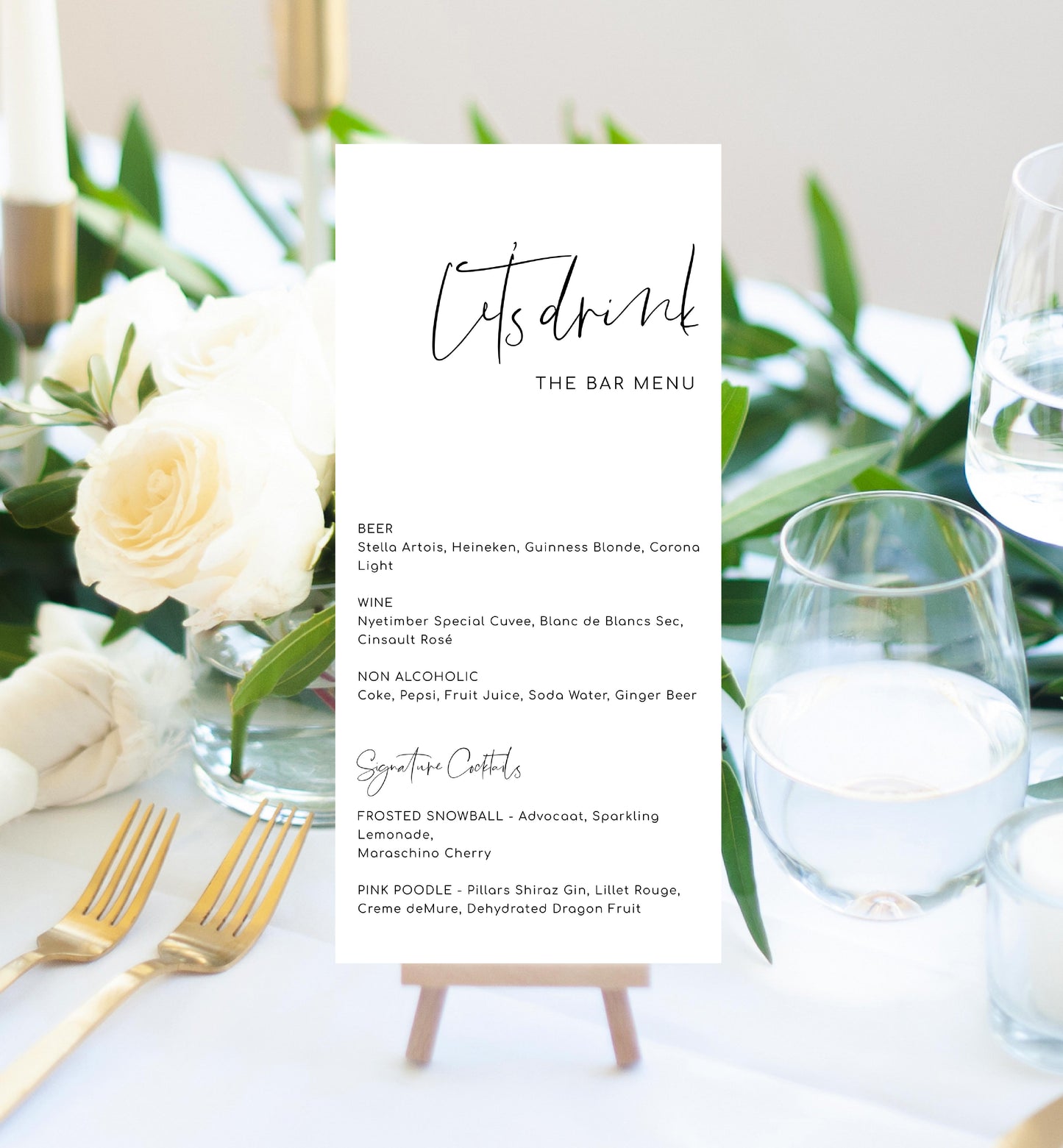 Gigi Script | Printable Drinks Menu