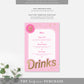Barbie Party Pink Gold | Printable Bar Menu Sign Template - Black Bow Studio