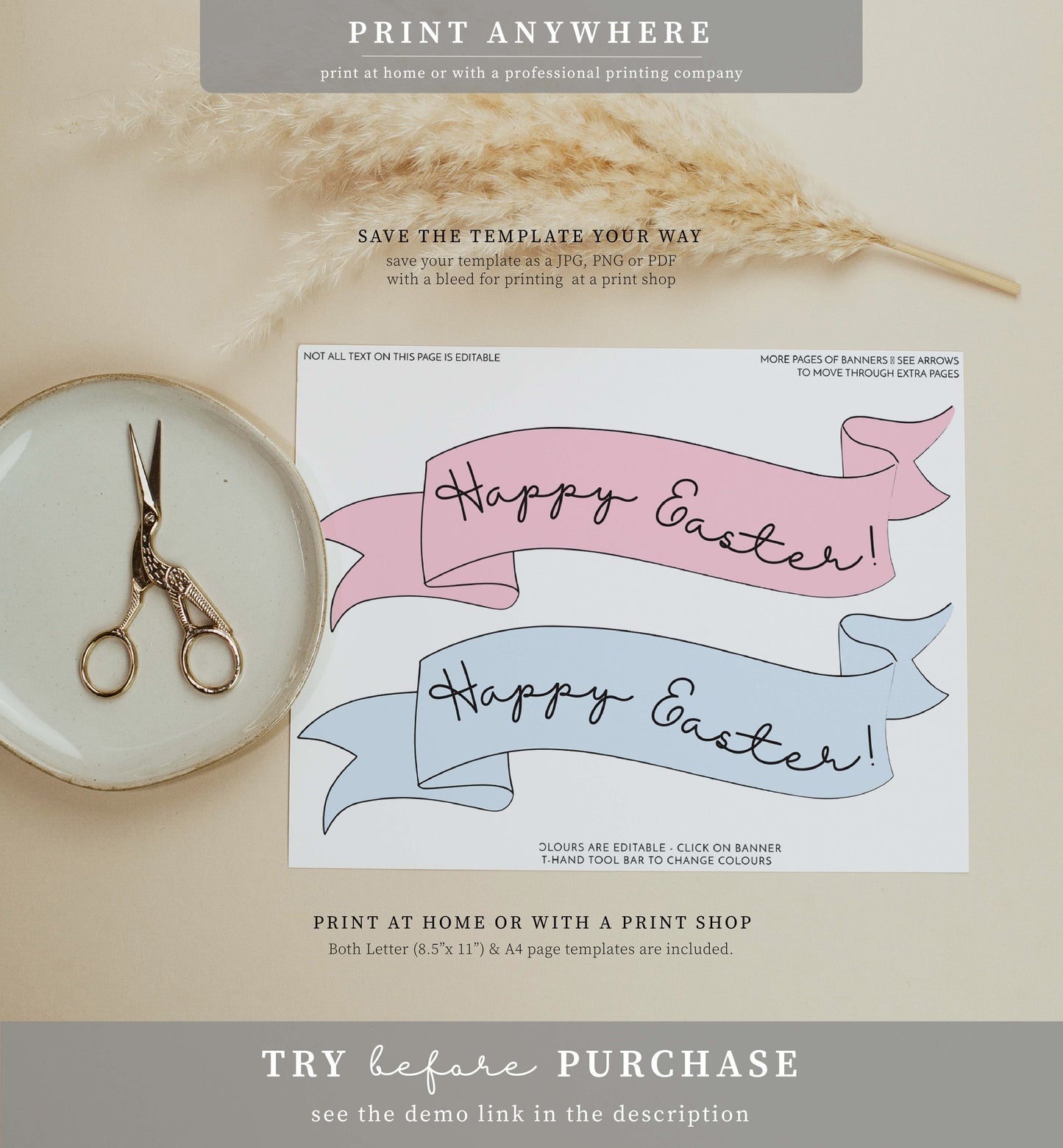 Easter | Printable Happy Easter Banner Template