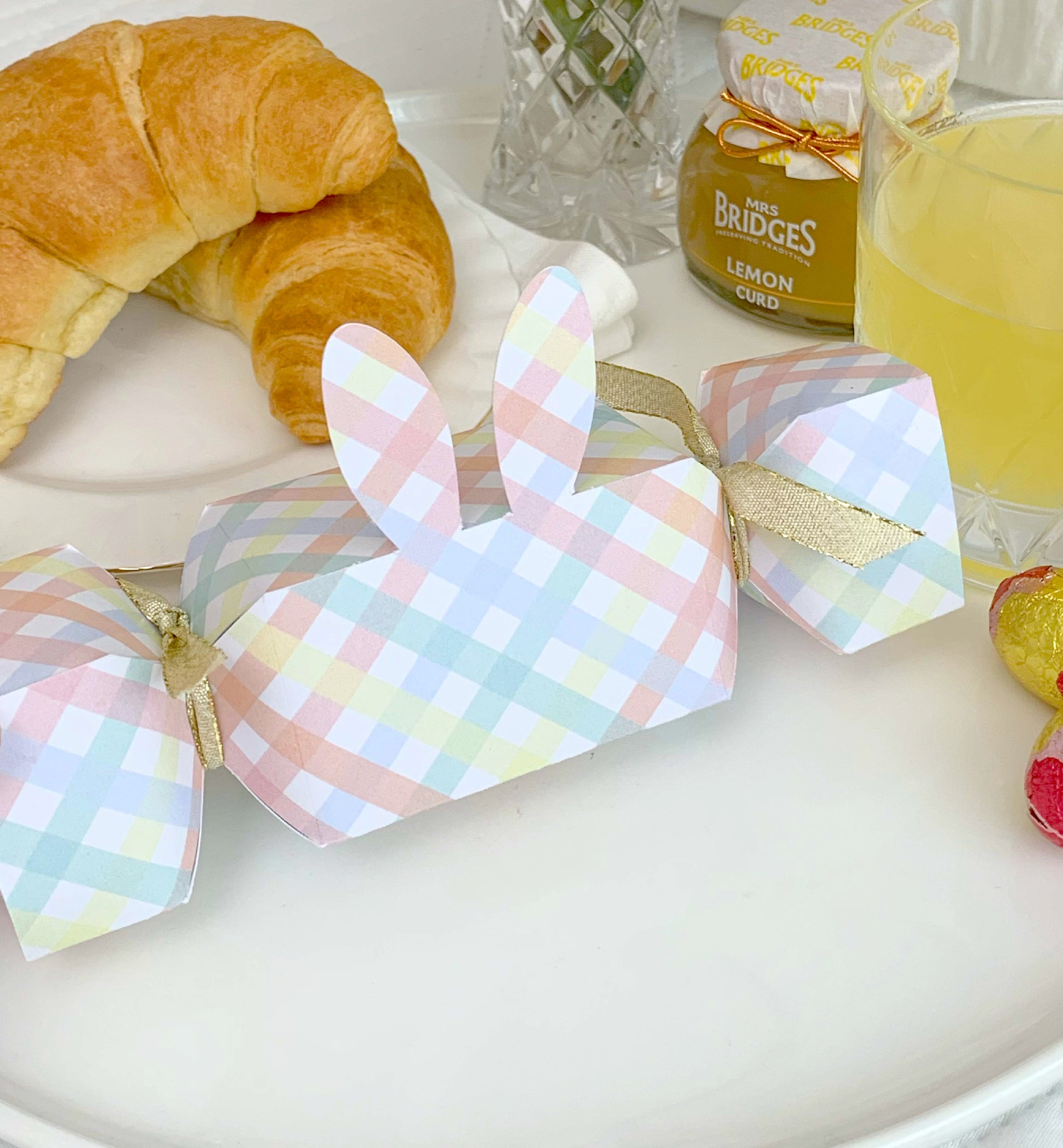 Printable Easter Bunny Cracker Box Template, Editable Easter Egg Gift Box, Easter Candy Box, Easter Egg Bonbon, Multi Coloured Gingham