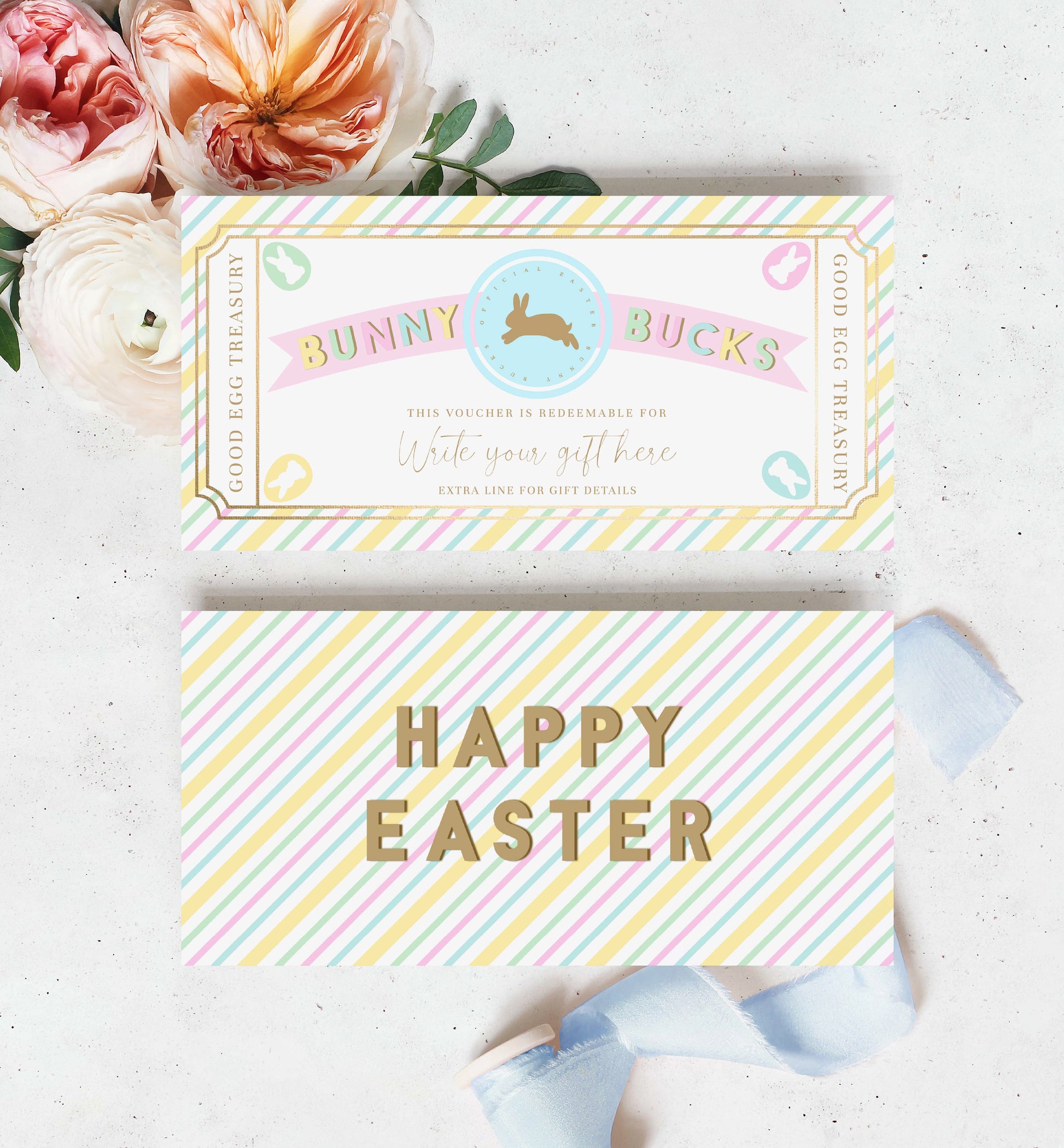 Easter Gift Voucher Template, Fully Custom Printable Gift Certificate Easter Present, Easter Gift Coupon, Alternative Easter Gift, Stripe