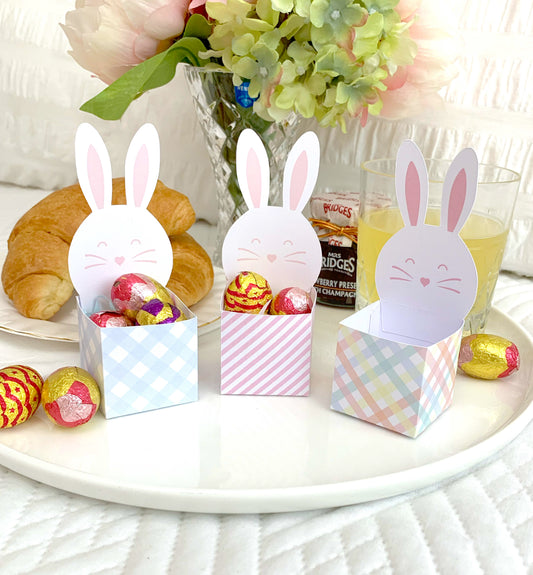 Printable Easter Bunny Cracker Box Template, Editable Easter Egg Gift Box, Easter Candy Box, Easter Egg Bonbon, Multi Coloured Gingham