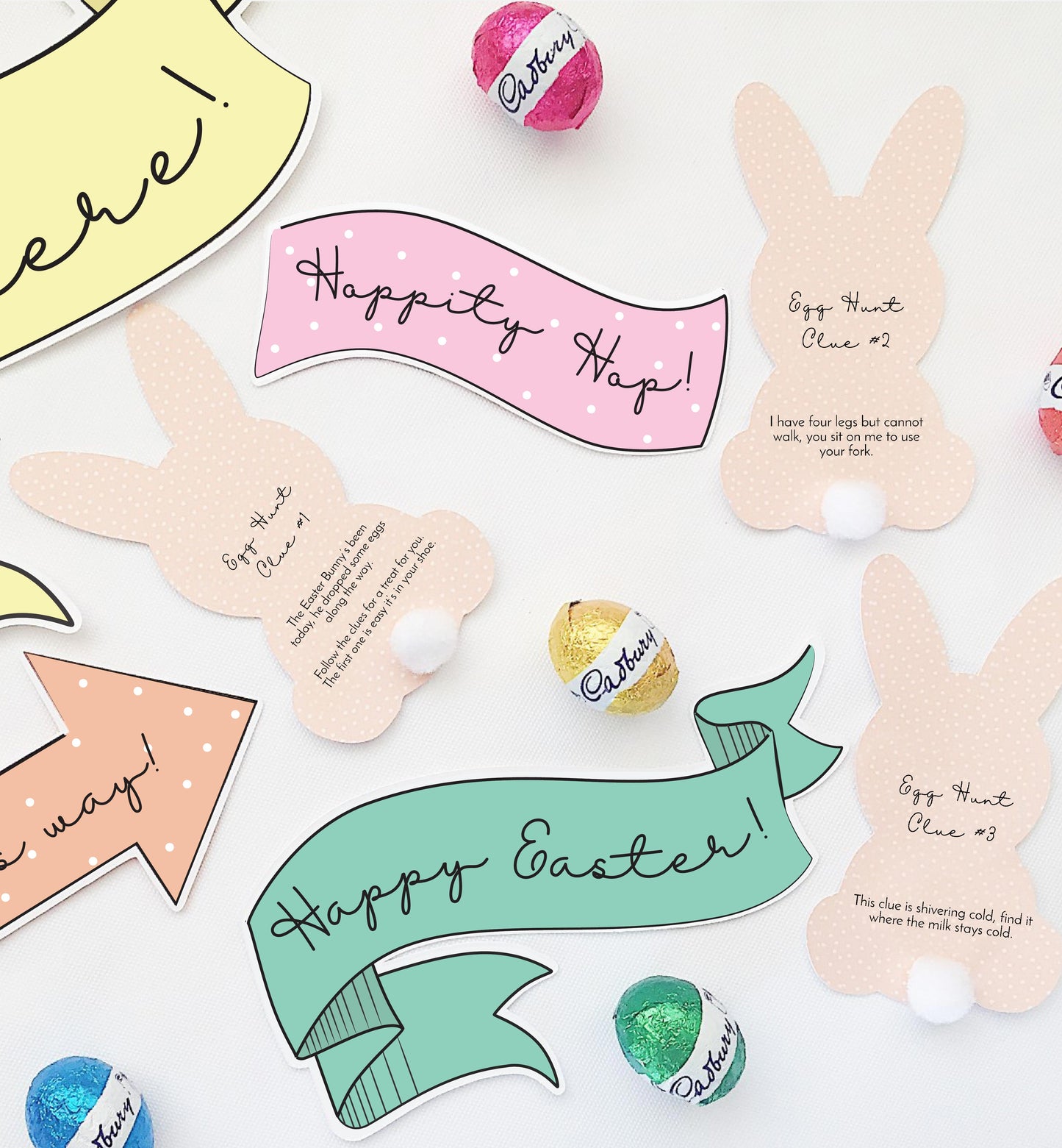 Printable Easter Egg Hunt Clues - Easter Egg Hunt Props - Editable Easter Egg Hunt Game Sign - Easter Bunny