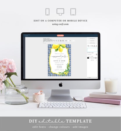 Positano Lemons | Printable Engagement Invitation Template