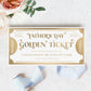 Golden Ticket Gold | Printable Father's Day Custom Gift Voucher Template