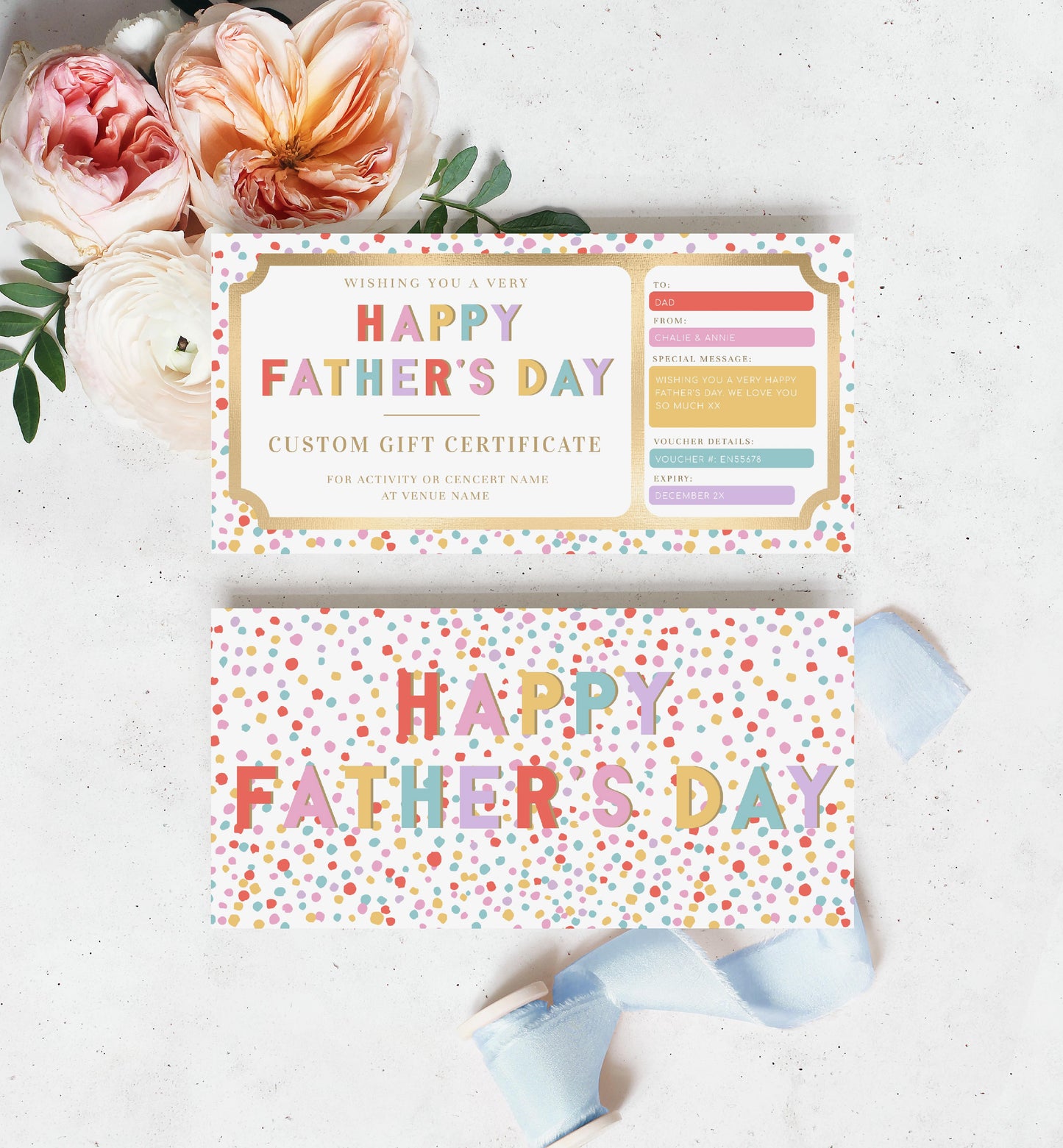 Dot Multi | Printable Father's Day Custom Gift Voucher