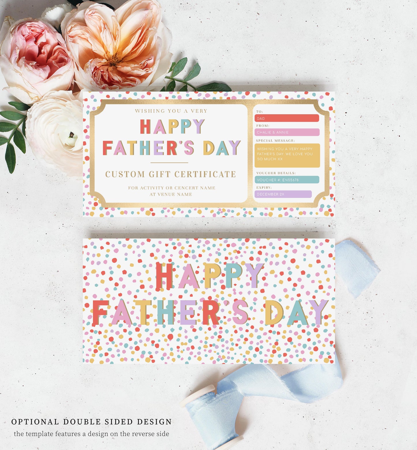 Dot Multi | Printable Father's Day Custom Gift Voucher