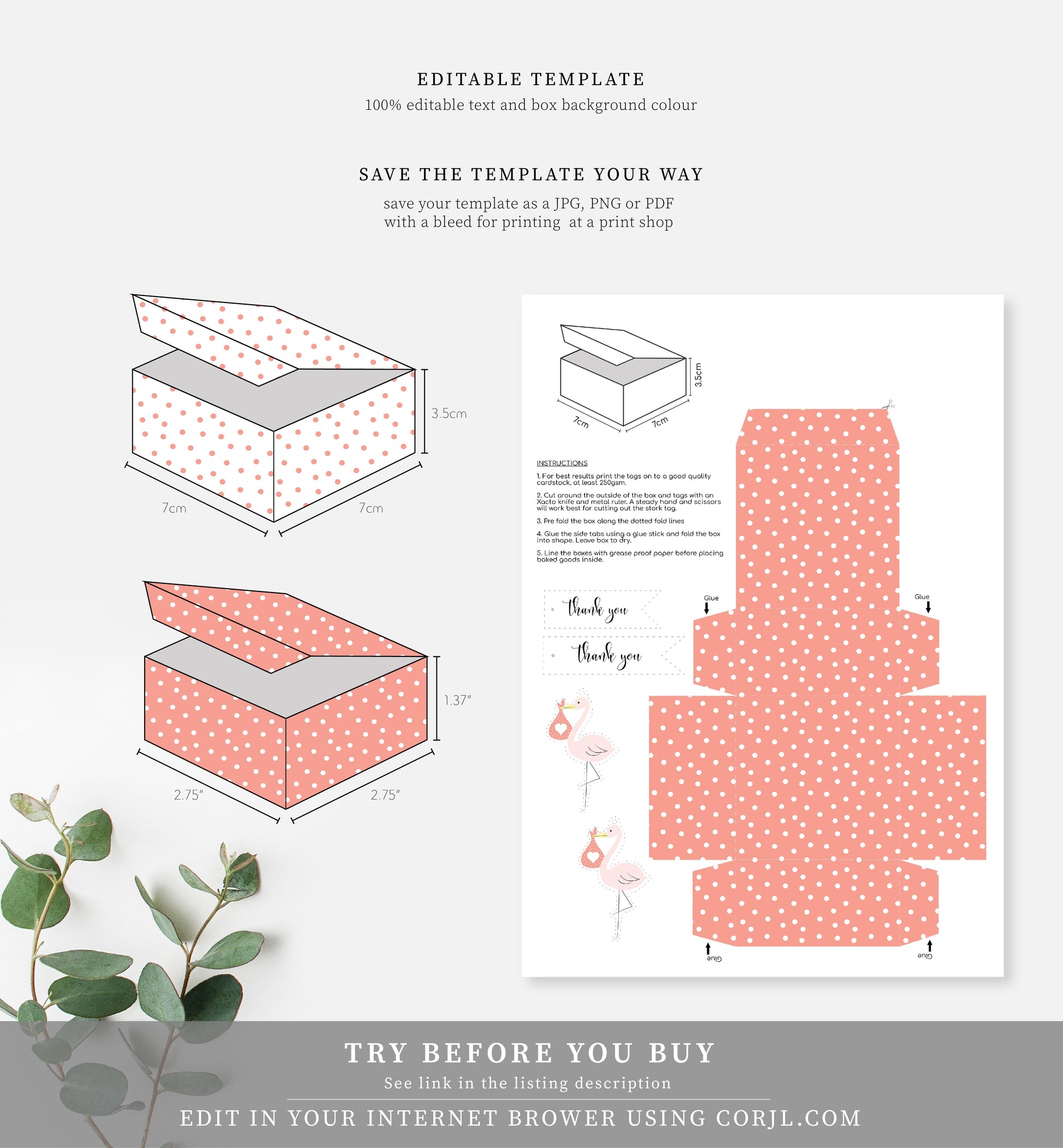 Polka Dot | Printable Favour Boxes - Black Bow Studio