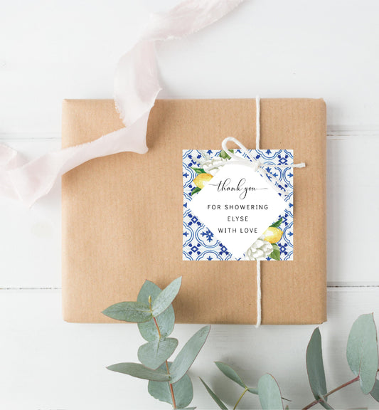 The Med Lemons | Printable Favour Square Tags - Black Bow Studio