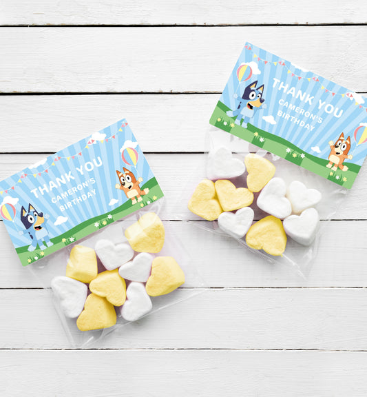 Bluey Blue | Printable Favour Treat Bag Topper Template