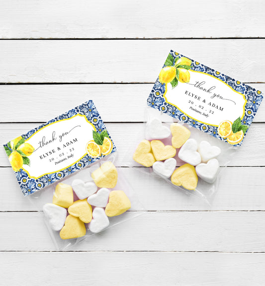 Positano Lemons | Printable Favour Treat Bag Topper Template