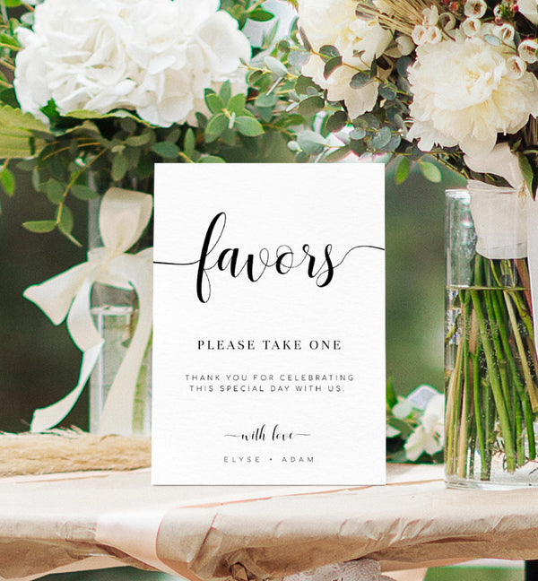 Leyton Script | Printable Favours Sign – Black Bow Studio