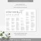 Estelle White | Printable Find Your Seat Alphabetical Seating Chart
