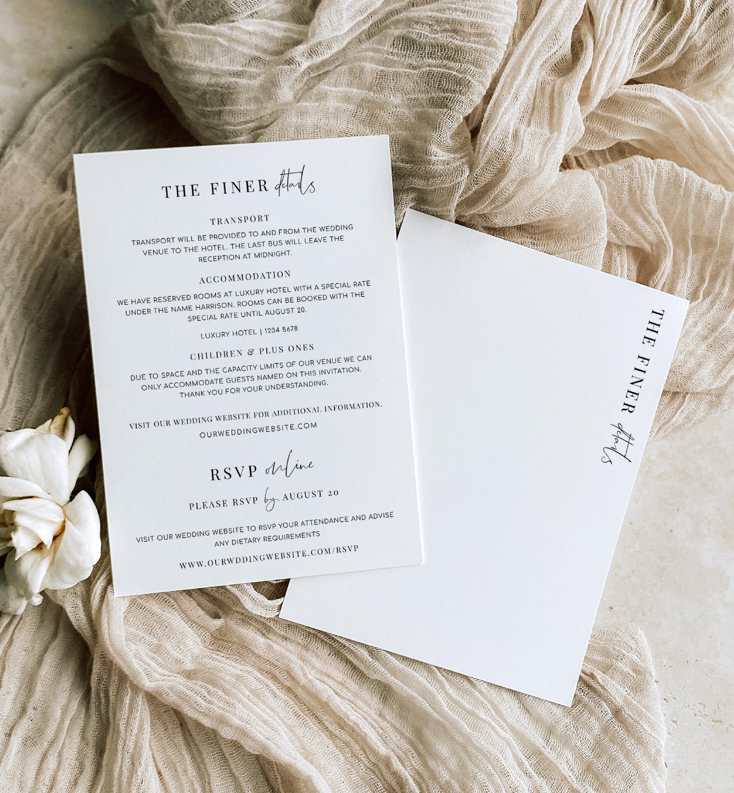 Estelle White | Printable Finer Details and RSVP Card