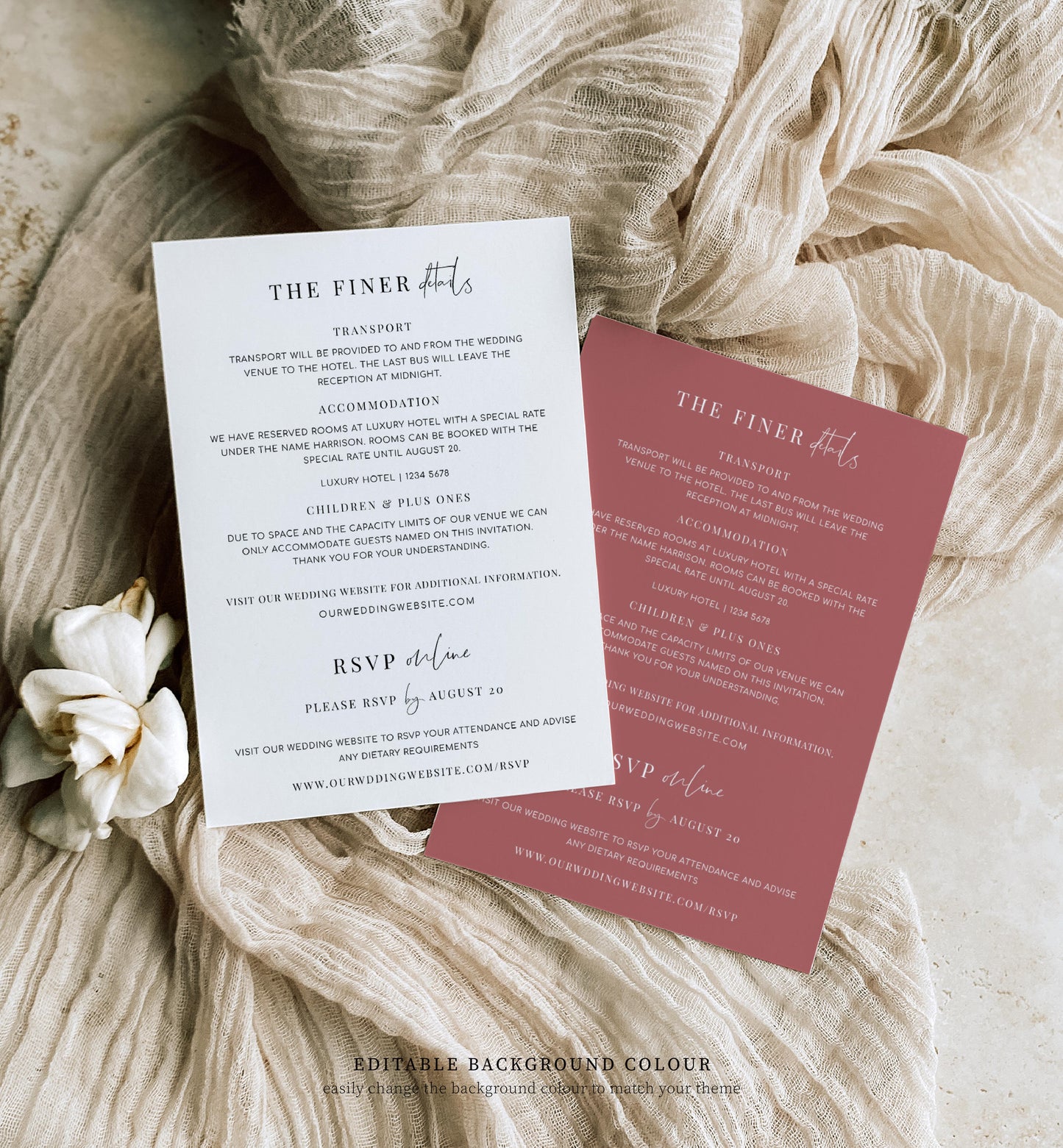 Estelle White | Printable Finer Details and RSVP Card