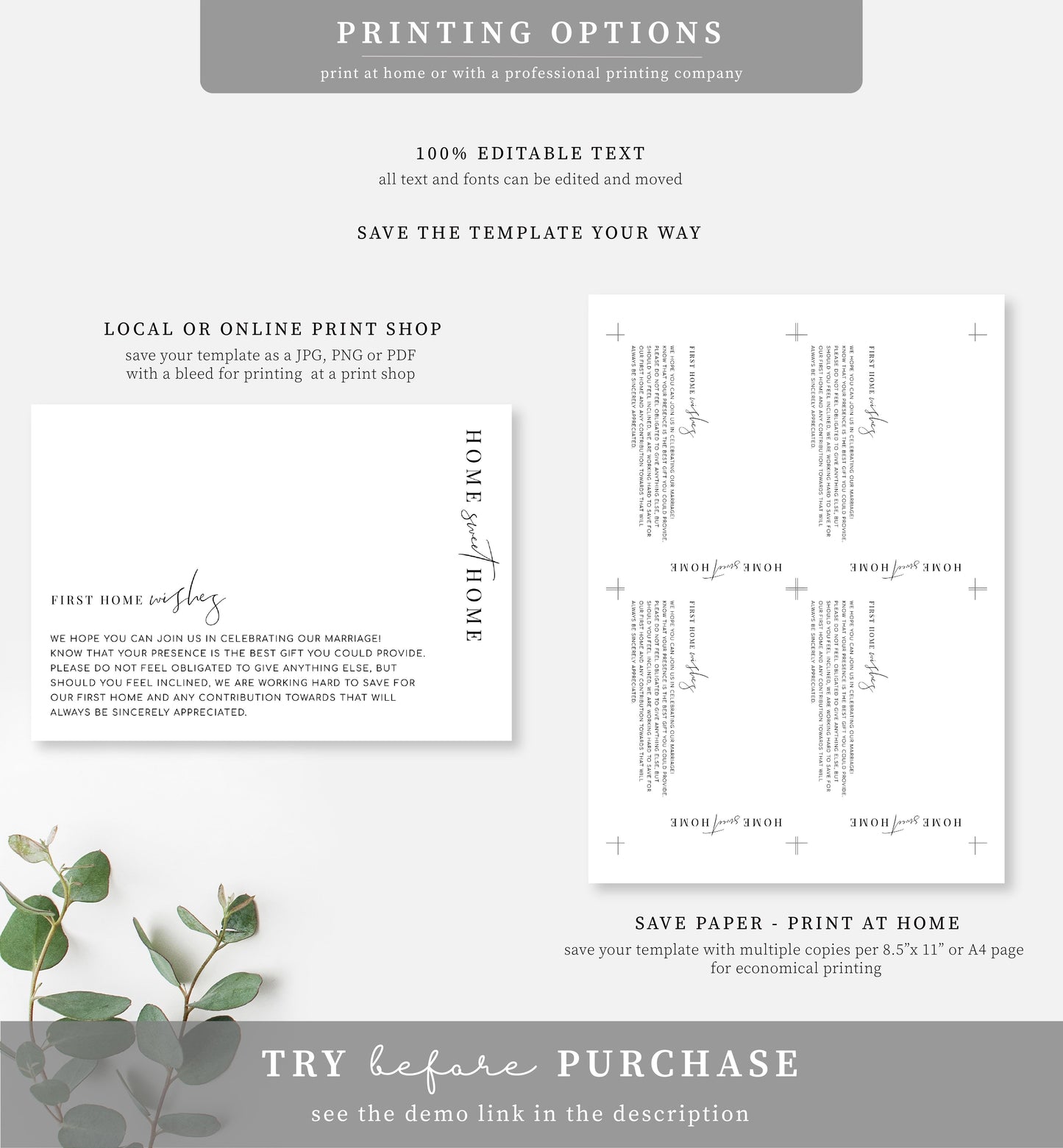 Estelle White | Printable First Home Wishes Card