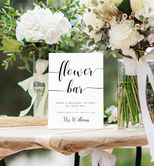 Leyton Script | Printable Flower Bar Sign