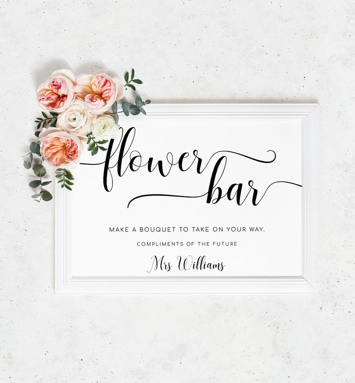 Leyton Script | Printable Flower Bar Sign – Black Bow Studio