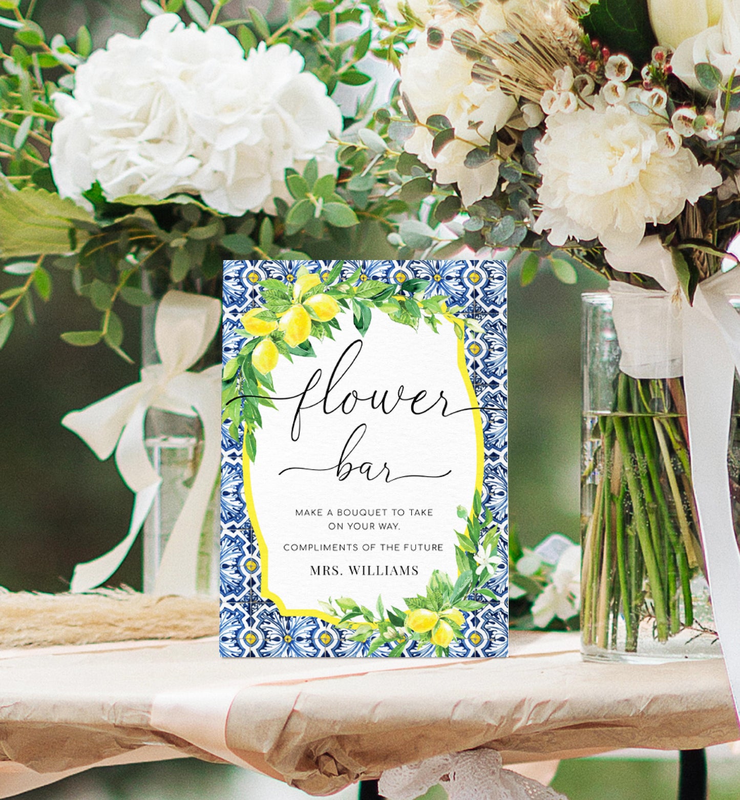Positano Lemons | Printable Flower Bar Sign Template