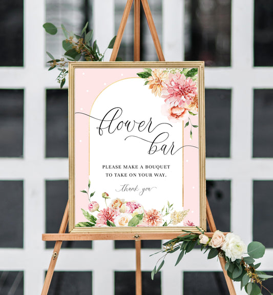 Quinn Floral Pink | Printable Flower Bar Sign