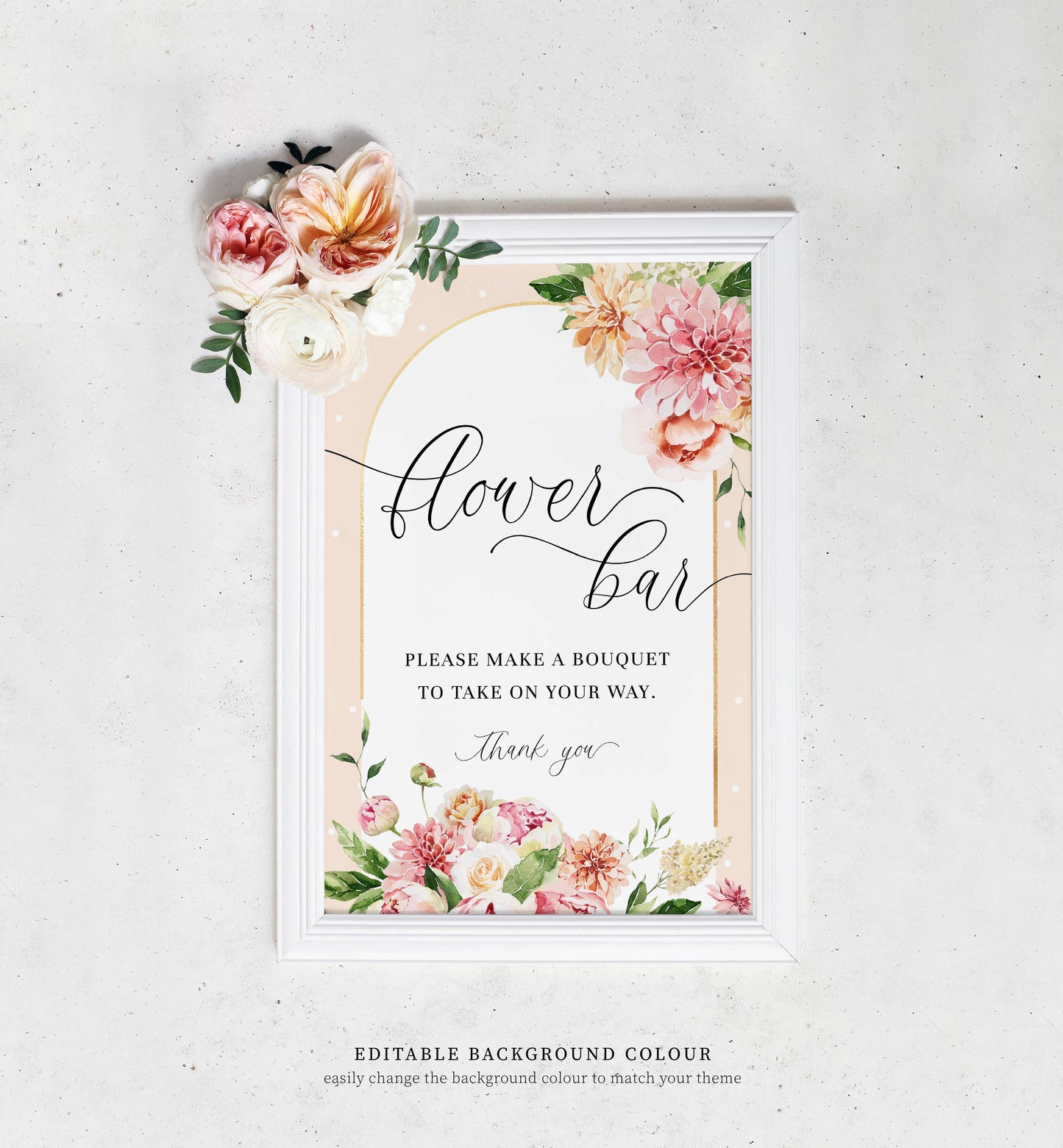 Quinn Floral Pink | Printable Flower Bar Sign