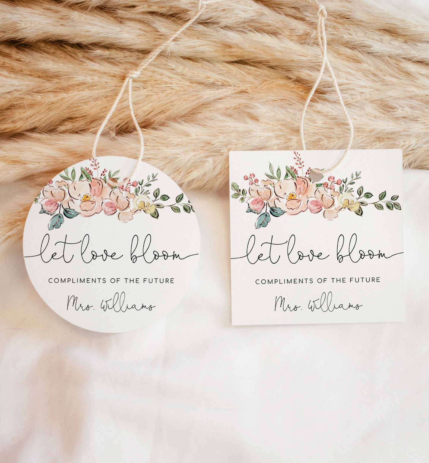 Cambridge Floral Multi | Printable Let Love Bloom Favour Tags Template